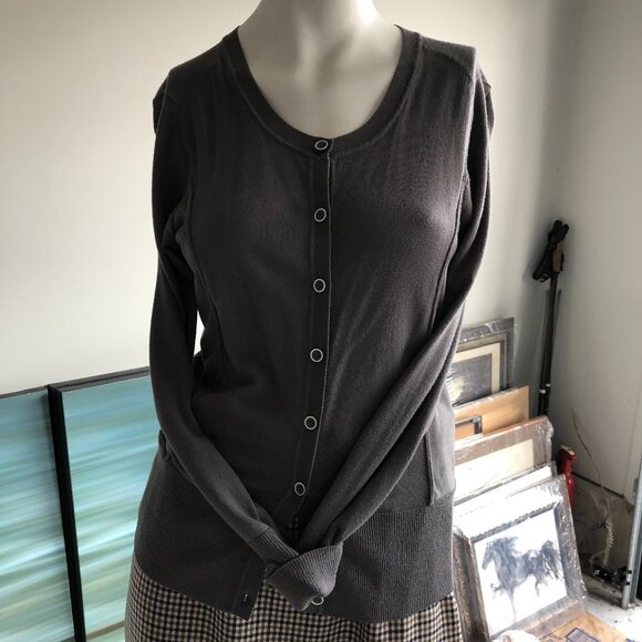 Olsen Europe Scoop Neck Knit Cardigan Grey Size XS - Picture 2 of 9